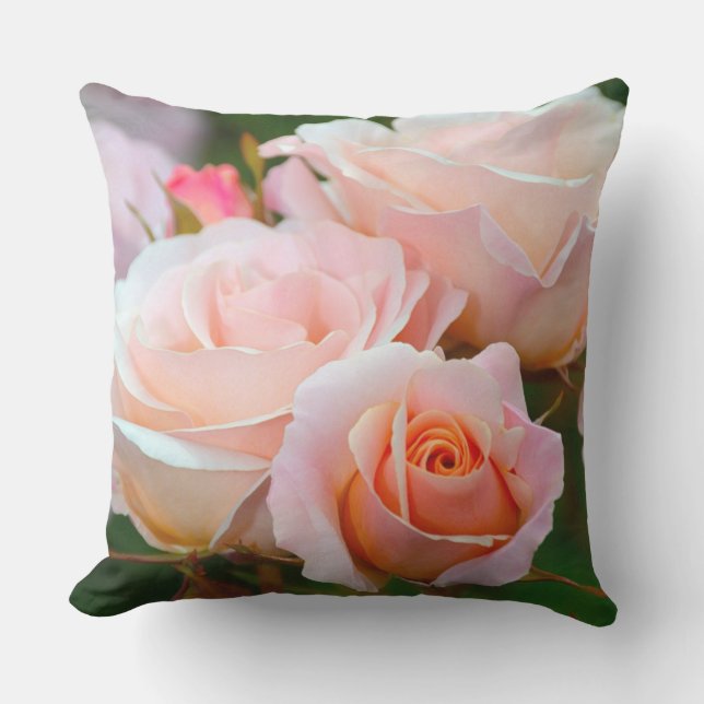 Elegant pink roses outdoor cushion (Front)