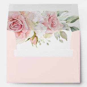 Elegant Pink Roses Pastel Tones Greenery Envelope