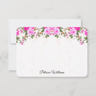 Elegant Pink Roses Personalised Note Card