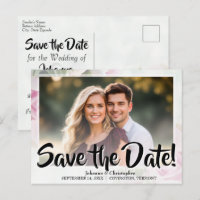 Elegant Pink Roses Photo Save the Date Wedding