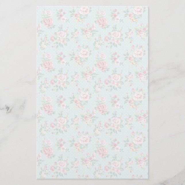 Elegant Pink Roses Stationery (Front)