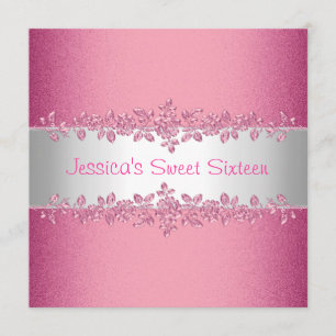 Elegant Pink Roses Sweet Sixteen Birthday Party Invitation