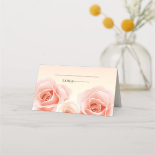 Elegant Pink Roses Table Place Cards