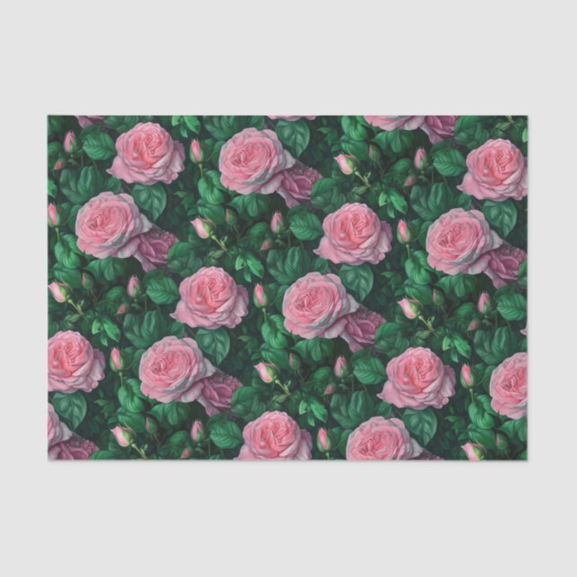Elegant Pink Roses Tissue Paper (Front)