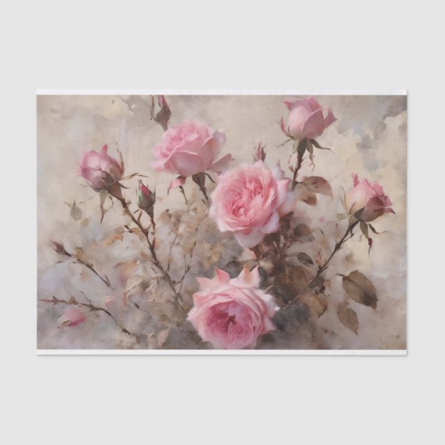 Elegant Pink Roses Tissue Paper (Front)