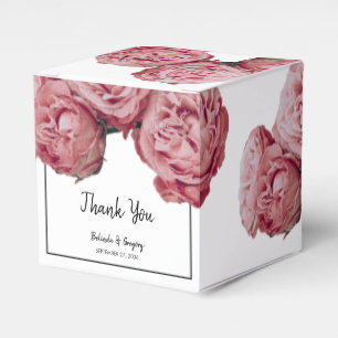 Elegant Pink Roses Wedding Favour Box