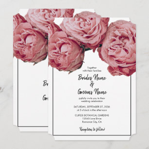 Elegant Pink Roses Wedding Invitations