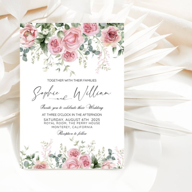 Elegant Pink Roses Wedding Party Invitation (Creator Uploaded)