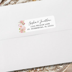 Elegant Pink Roses Wedding Return Address