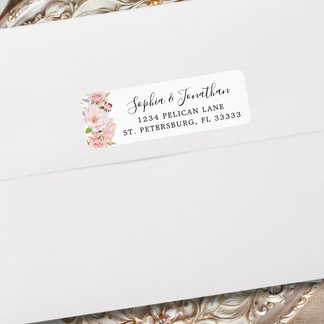 Elegant Pink Roses Wedding Return Address (Elegant Pink Roses Wedding Return Address Label)