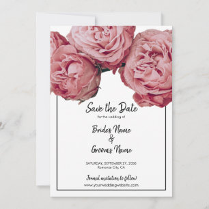 Elegant Pink Roses Wedding Save The Date