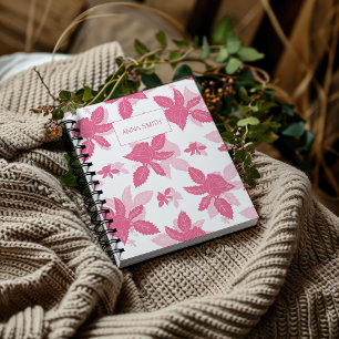 Elegant Pink Roses_White on Floral Pattern Script Planner
