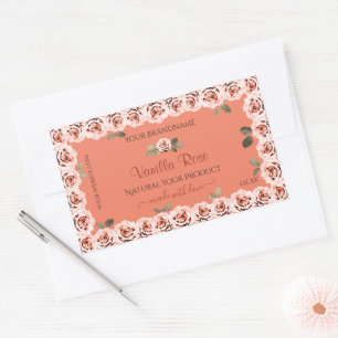 Elegant Pink Roses White Product Packaging Labels