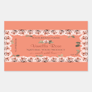 Elegant Pink Roses White Product Packaging Labels