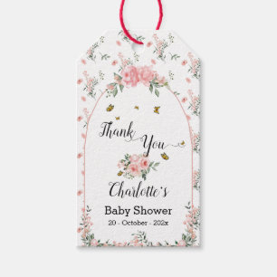 Elegant Pink Roses with Butterflies Baby Shower Gift Tags