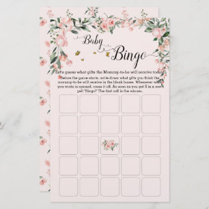 Elegant Pink Roses with Butterfly Baby Bingo Game