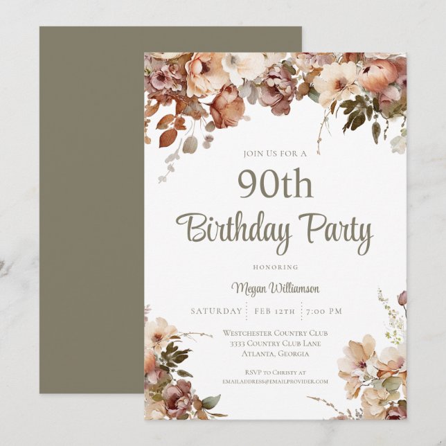 Elegant Pink Sage Green Surprise 50th Birthday Invitation (Front/Back)