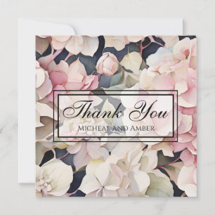 Elegant pink sage watercolor floral hydrangeas  holiday card