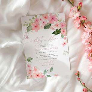 Elegant Pink Sakura Flowers Baby in Bloom Shower Invitation