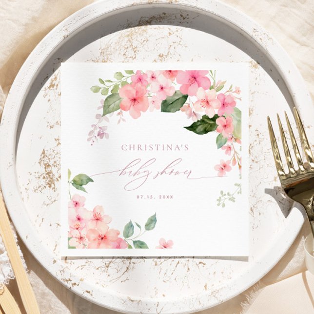 Elegant Pink Sakura Flowers Baby Shower Napkins (Creator Uploaded)