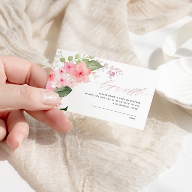 Elegant Pink Sakura Flowers Diaper Raffle Enclosure Card (Creator Uploaded)