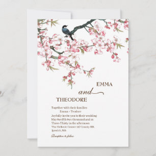 Elegant Pink Sakura Japanese Wedding Invitation