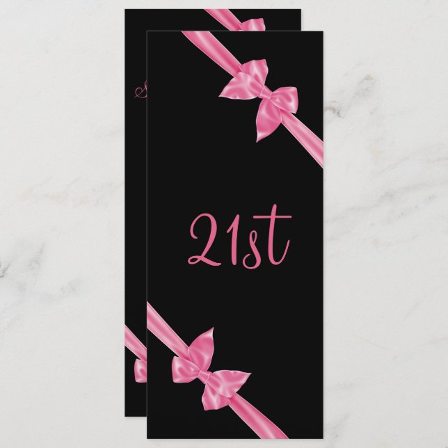 Elegant Pink Satin Bows 21st Birthday Invitation (Front/Back)