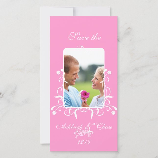 Elegant Pink Satin Save the DateYour Photo Save The Date (Front)