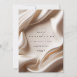 Elegant pink satin wedding invitation