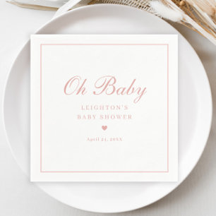 Elegant Pink Script Baby Shower  Napkin