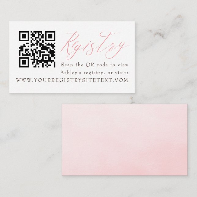 Elegant Pink Script Bridal Show Registry Card (Front/Back)