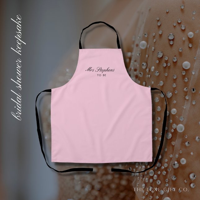 Elegant Pink Script Bride Mrs to Be Gift Apron (Creator Uploaded)