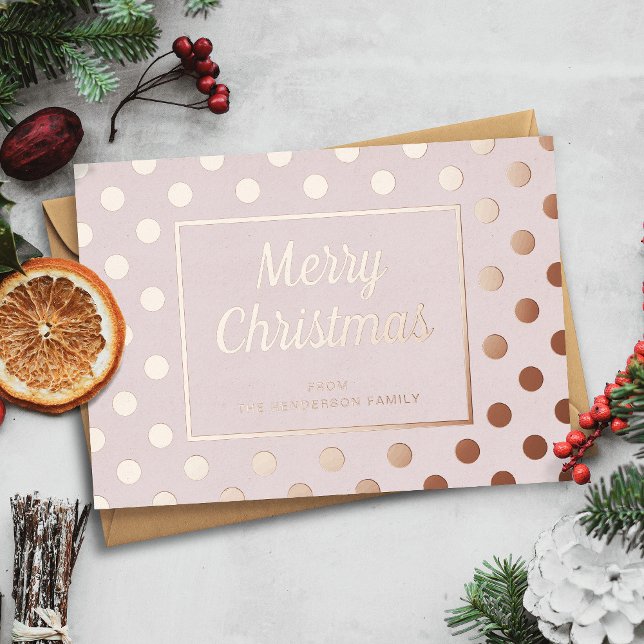 Elegant Pink Script Merry Christmas Gold Foil Holiday Card (Elegant Pink Script Merry Christmas Gold Foil Holiday Card)