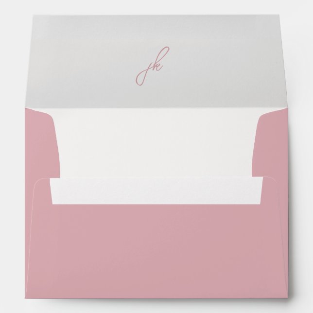 Elegant Pink Script Monogram Wedding Envelope (Back (Bottom))