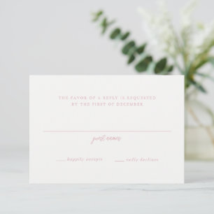 Elegant Pink Script Monogram Wedding RSVP Card