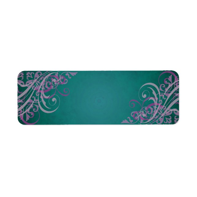 Elegant Pink Scroll Teal Blank Address Label (Front)