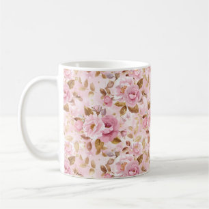 elegant pink seamless pattern with flowers roses a coffee mug