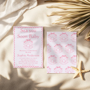 Elegant Pink Seashell Baby Baby Shower Invitation