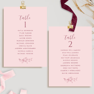 Elegant Pink Seating Plan Cards w/ Guest Names