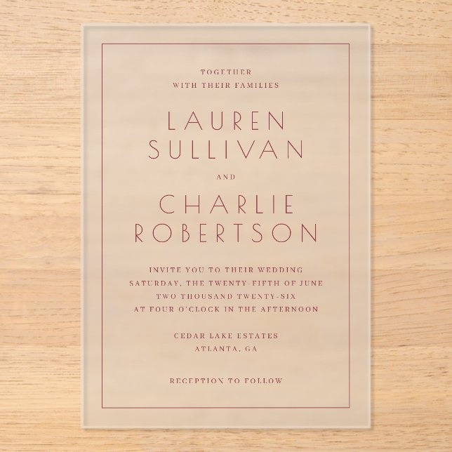 Elegant Pink Serif Wedding Invitation (Front)