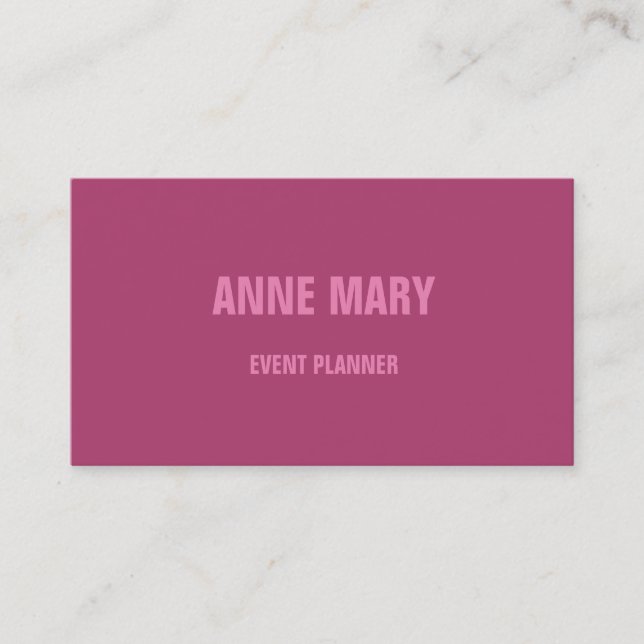 Elegant Pink Shades Custom Colour Bright Colourful Business Card (Front)