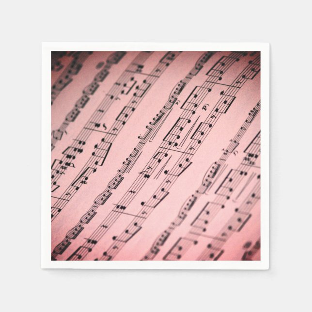 Elegant Pink Sheet Music Paper Napkin (Front)