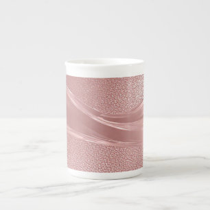 Elegant Pink Shimmer Background With Metallic Wave Bone China Mug