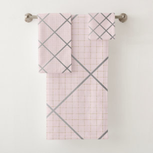 ELEGANT PINK SILVER DIAMOND BATHROOM TOWEL SET