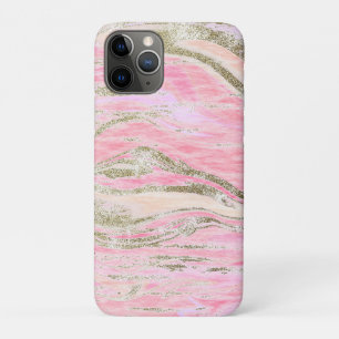 Elegant Pink Silver Glitter Marble Pattern Chic iPhone 11 Pro Case