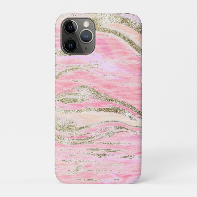 Elegant Pink Silver Glitter Marble Pattern Chic Case-Mate iPhone Case (Back)
