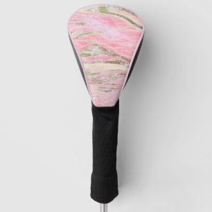 Elegant Pink Silver Glitter Marble Pattern Chic Golf Head Cover