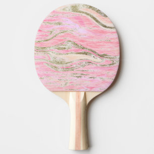 Elegant Pink Silver Glitter Marble Pattern Chic Ping Pong Paddle