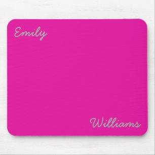 Elegant Pink Silver Grey Typography Minimalist Mouse Mat