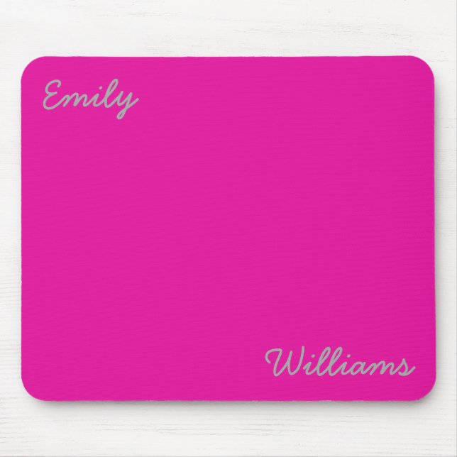 Elegant Pink Silver Grey Typography Minimalist Mouse Mat (Front)